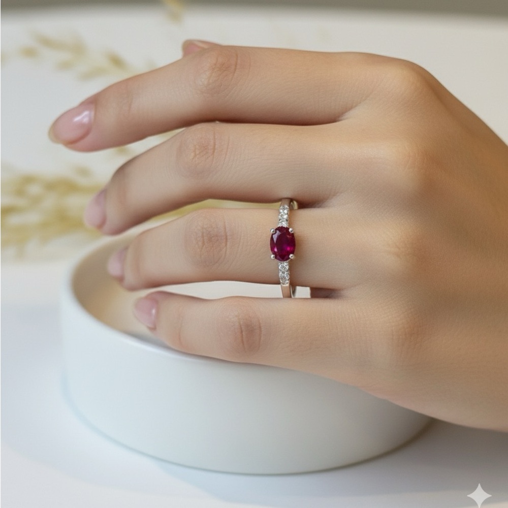 Aaa+ Ruby Ring In 925 Sterling Silver Size: Us 5,… - image 2